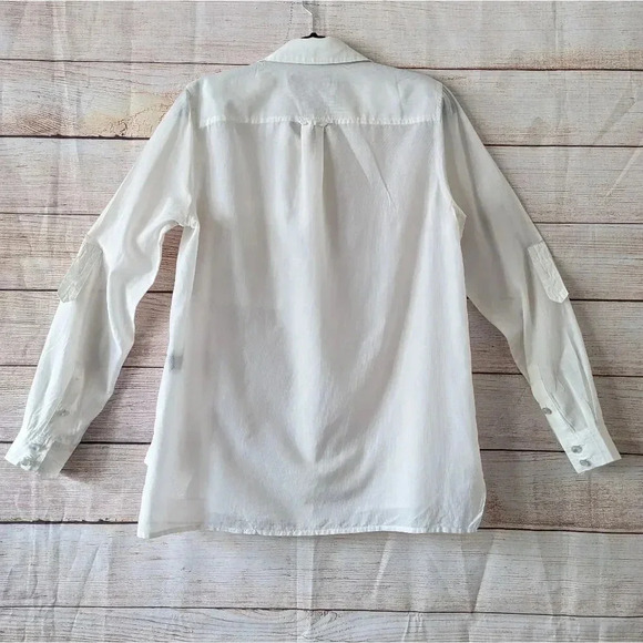 Marc by Marc Jacobs Parchment Shirt Pearl Button Cream Color Roll Tab Sleeve - Picture 10 of 14